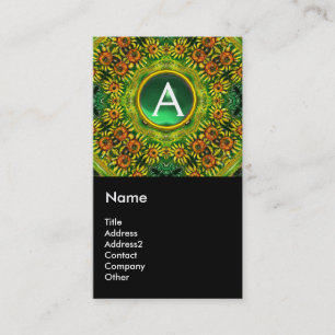 SUNFLOWERS AND COUNTRYSIDE IN TUSCANY, monogram Business Card