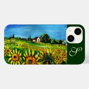 SUNFLOWERS AND COUNTRYSIDE IN TUSCANY MONOGRAM Case-Mate iPhone 14 CASE