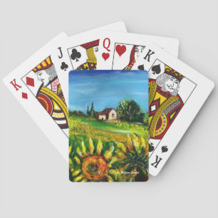 SUNFLOWERS AND COUNTRYSIDE IN TUSCANY PLAYING CARDS