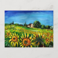 SUNFLOWERS AND COUNTRYSIDE IN TUSCANY