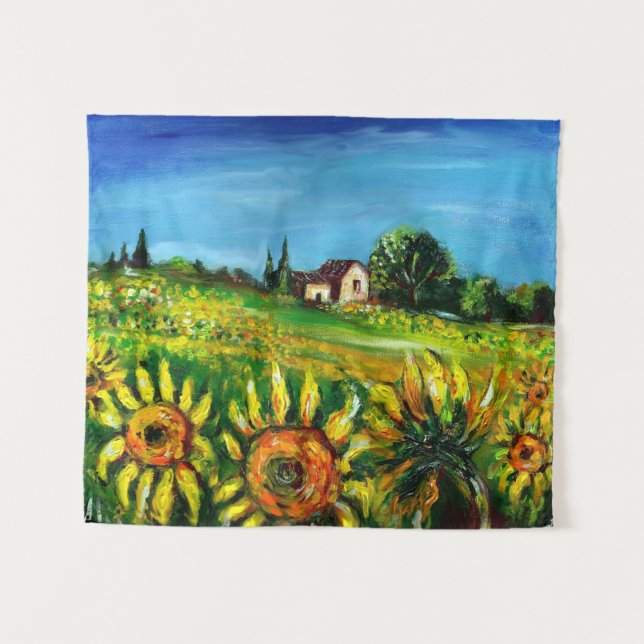 SUNFLOWERS AND COUNTRYSIDE IN TUSCANY TAPESTRY (Front (Horizontal))