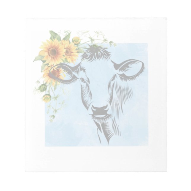 Sunflowers and cow on notepad (Front)