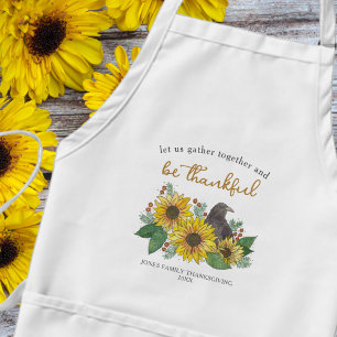 Sunflowers and Crow Thankful Thanksgiving Family Standard Apron