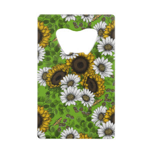 Sunflowers and daisies, summer garden