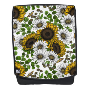 Sunflowers and daisies, summer garden 3 backpack