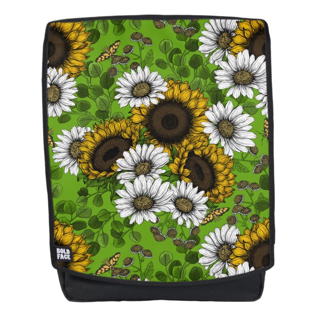Sunflowers and daisies, summer garden backpack (Front)