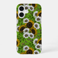 Sunflowers and daisies, summer garden