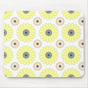 Sunflowers and daisy seamless floral pattern mouse pad