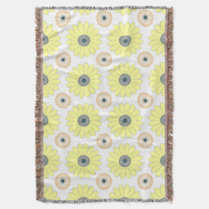 Sunflowers and daisy seamless floral pattern throw blanket