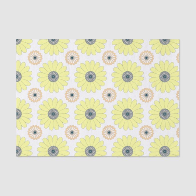 Sunflowers and daisy seamless floral pattern tissue paper (Front)