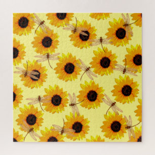 Sunflowers And Dragonflies,   Jigsaw Puzzle