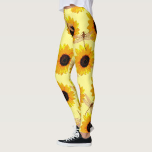 Sunflowers And Dragonflies, Leggings