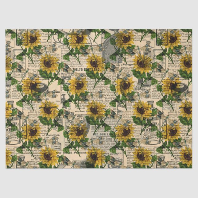 Sunflowers and Dragonflies Series Design 14 Tissue Paper (Front)