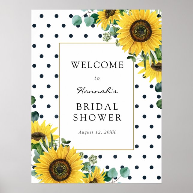 Sunflowers and Eucalyptus Baby Shower Welcome Sign (Front)