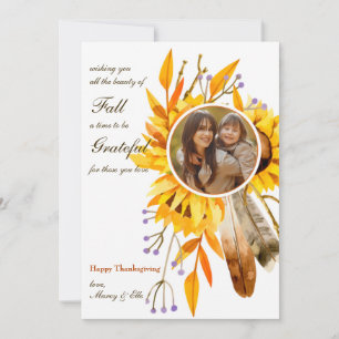 Sunflowers and Feathers Photo Card