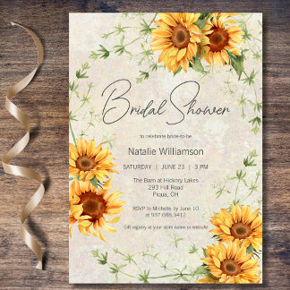 Sunflowers and Greenery Bridal Shower Invitation