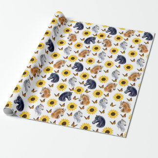 Sunflowers and Horses Wrapping paper