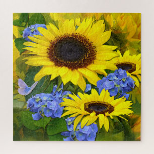 Sunflowers and Hydrangeas Jigsaw Puzzle