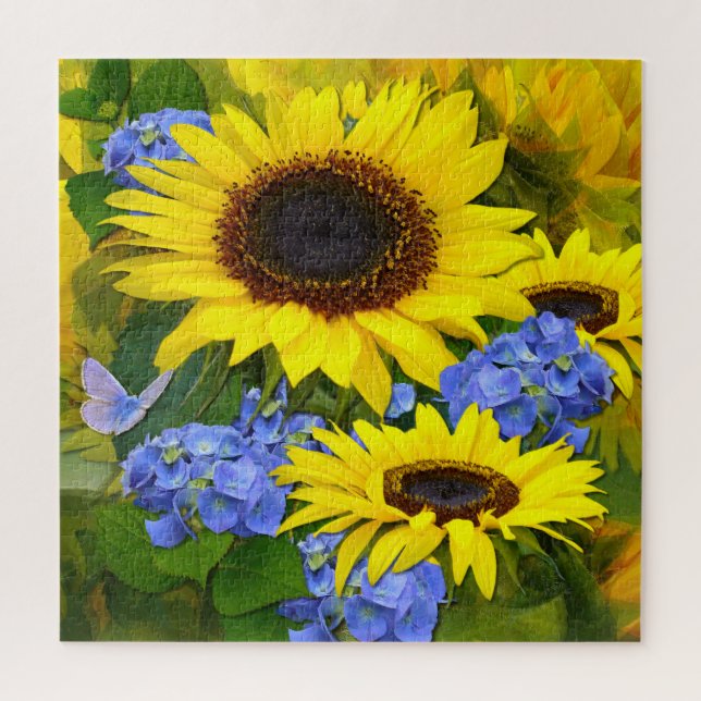 Sunflowers and Hydrangeas Jigsaw Puzzle (Vertical)