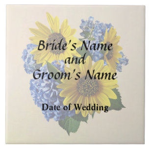 Sunflowers and Hydrangeas Wedding Products Ceramic Tile