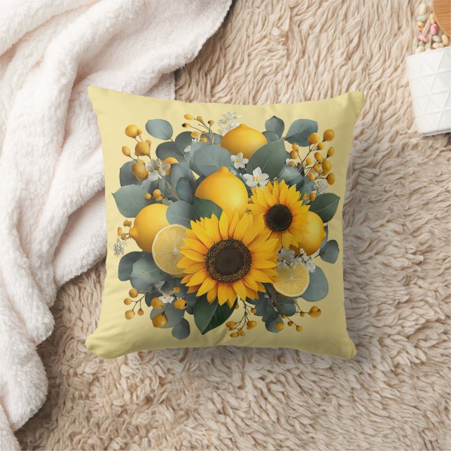 Sunflowers and Lemons Autumn Arrangement Cushion (Blanket)
