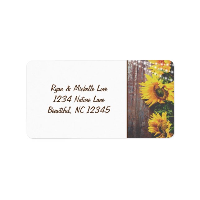 Sunflowers and Lights Rustic Country Address Label (Front)