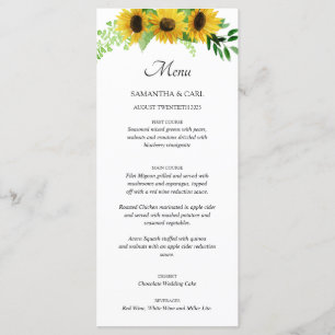 sunflowers and navy menu