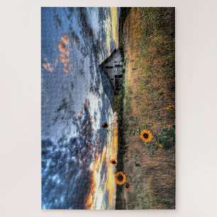 Sunflowers and Old Wood Barn Puzzle - 20”x30”