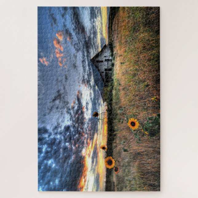Sunflowers and Old Wood Barn Puzzle - 20”x30” (Vertical)