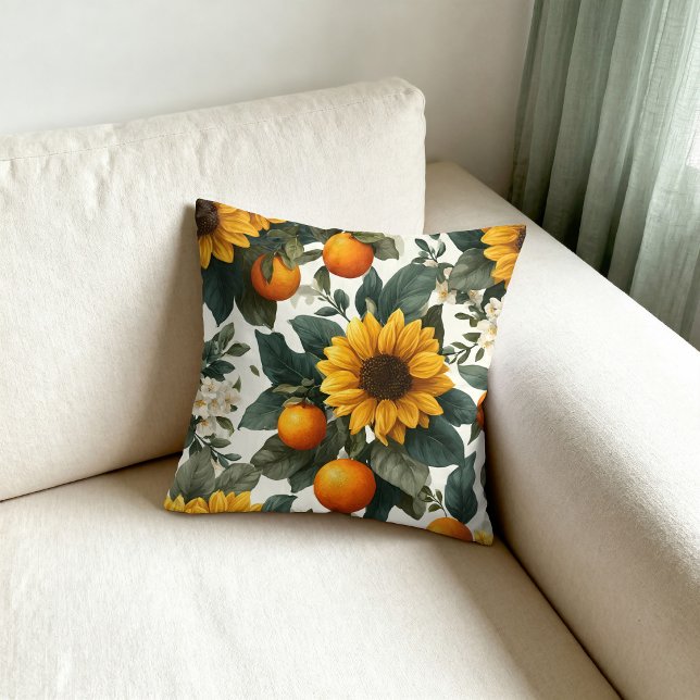 Sunflowers and Oranges Autumn Design Cushion (Creator Uploaded)
