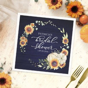 Sunflowers and Pumpkin Fall Bridal Shower Napkin
