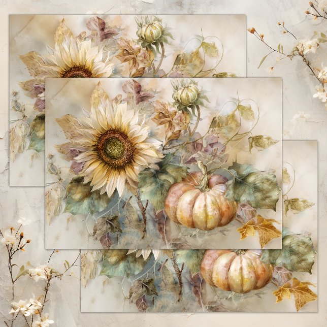 SUNFLOWERS AND PUMPKINS AUTUMN DECOUPAGE TISSUE PAPER (SUNFLOWERS AND PUMPKINS AUTUMN DECOUPAGE TISSUE PAPER)