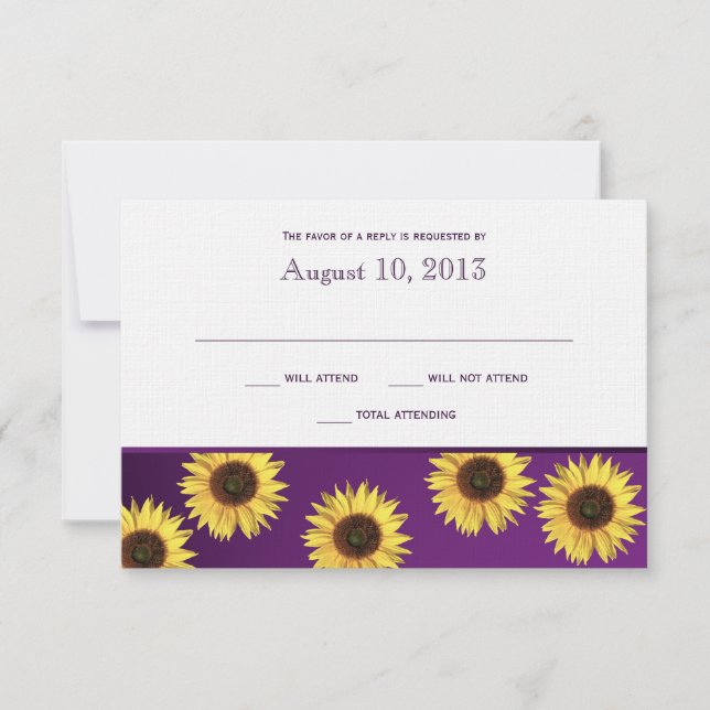 Sunflowers and Purple Country Wedding Response (Front)