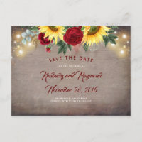 Sunflowers and Red Flowers Fall Save the Date