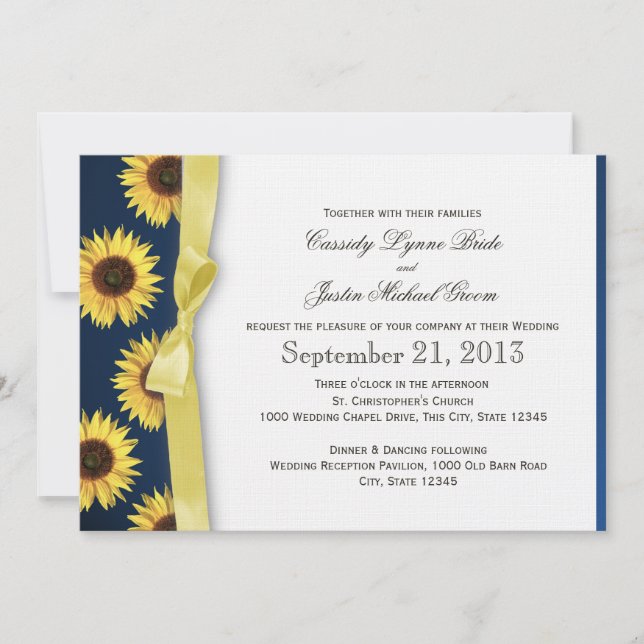 Sunflowers and Ribbon Country Wedding Invitation (Front)