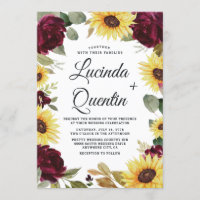 Sunflowers and Roses Burgundy Red Rustic Wedding