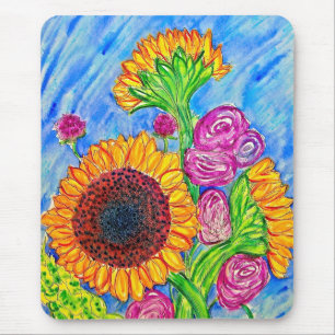 Sunflowers and Roses Mouse Pad