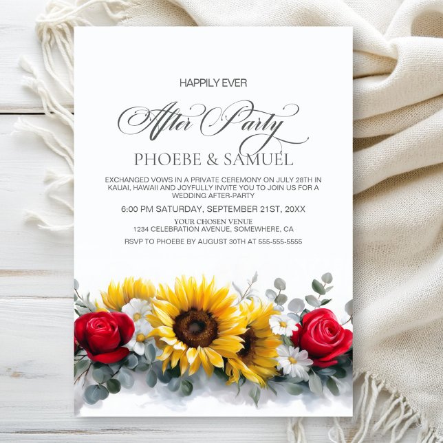 Sunflowers and Roses Wedding After Party Invitation (Creator Uploaded)