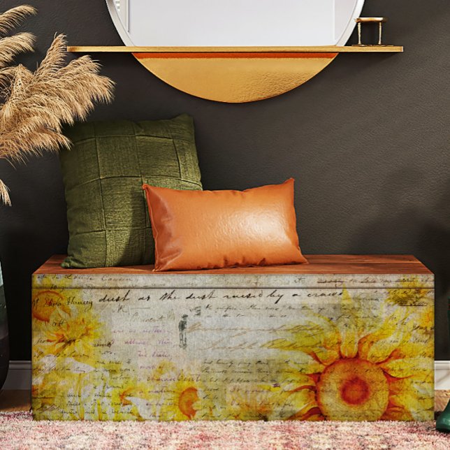 Sunflowers and Script Handwriting Decoupage Tissue Paper (Creator Uploaded)