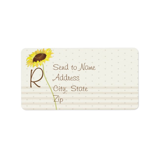 Sunflowers And Stripes Collection Monogram Address Label (Front)