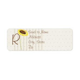 Sunflowers And Stripes Collection Monogram Address Return Address Label
