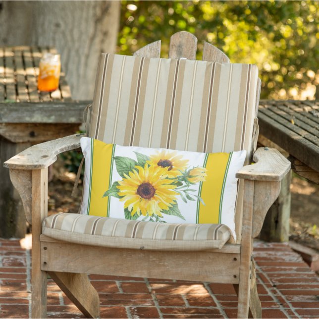 Sunflowers and stripes lumbar cushion (Chair)