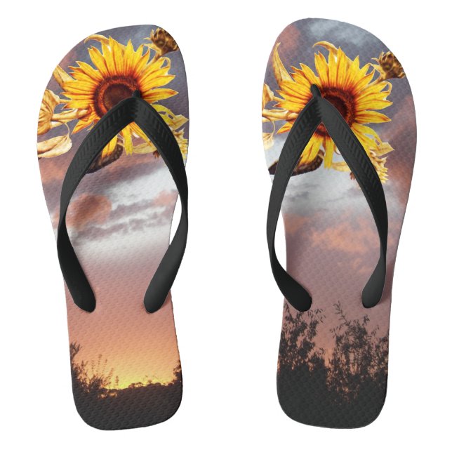 SUNFLOWERS AND SUMMER SUNSET THONGS (Footbed)