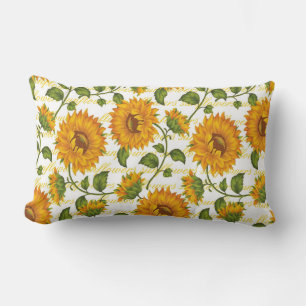 Sunflowers and text lumbar cushion