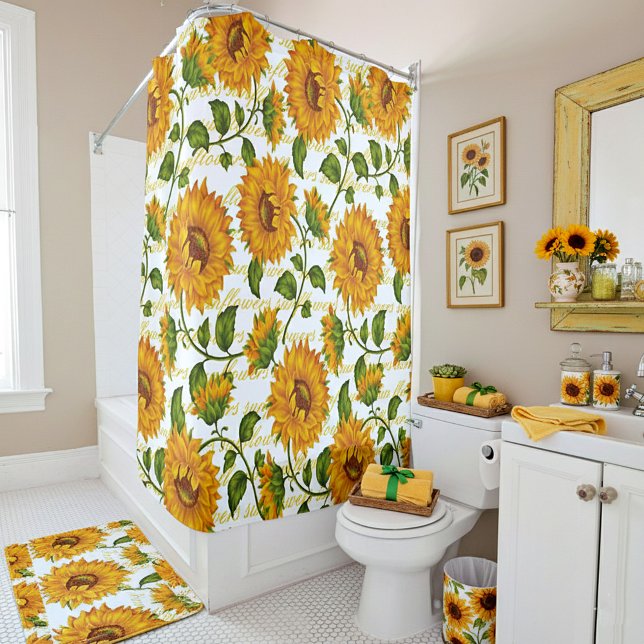 Sunflowers and text shower curtain (Creator Uploaded)