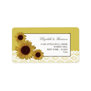 Sunflowers and Vintage Lace Wedding Label