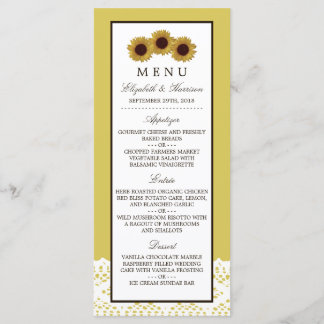 Sunflowers and Vintage Lace Wedding Menu