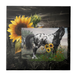 Sunflowers & Appaloosa Horse Ceramic Tile