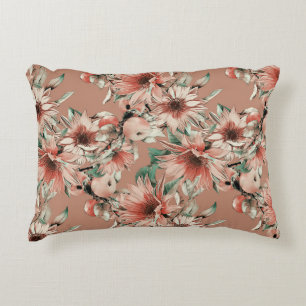 Sunflowers, apples: autumn watercolor pattern decorative cushion