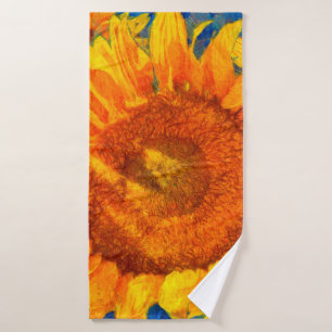 Sunflowers arrangement. Van Gogh style imitation.  Bath Towel